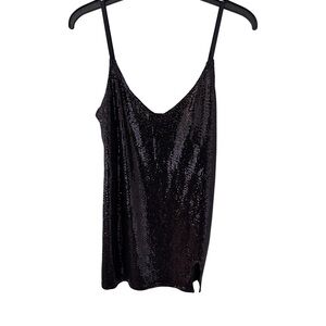 Bebe Black Shimmer Camisole Spaghetti Strap Mini Dress NWT Size S
